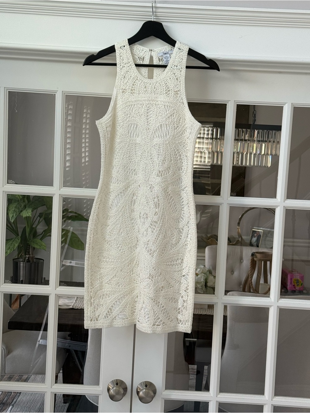 Bar III White Crochet Sleeveless Sheath Dress - Women